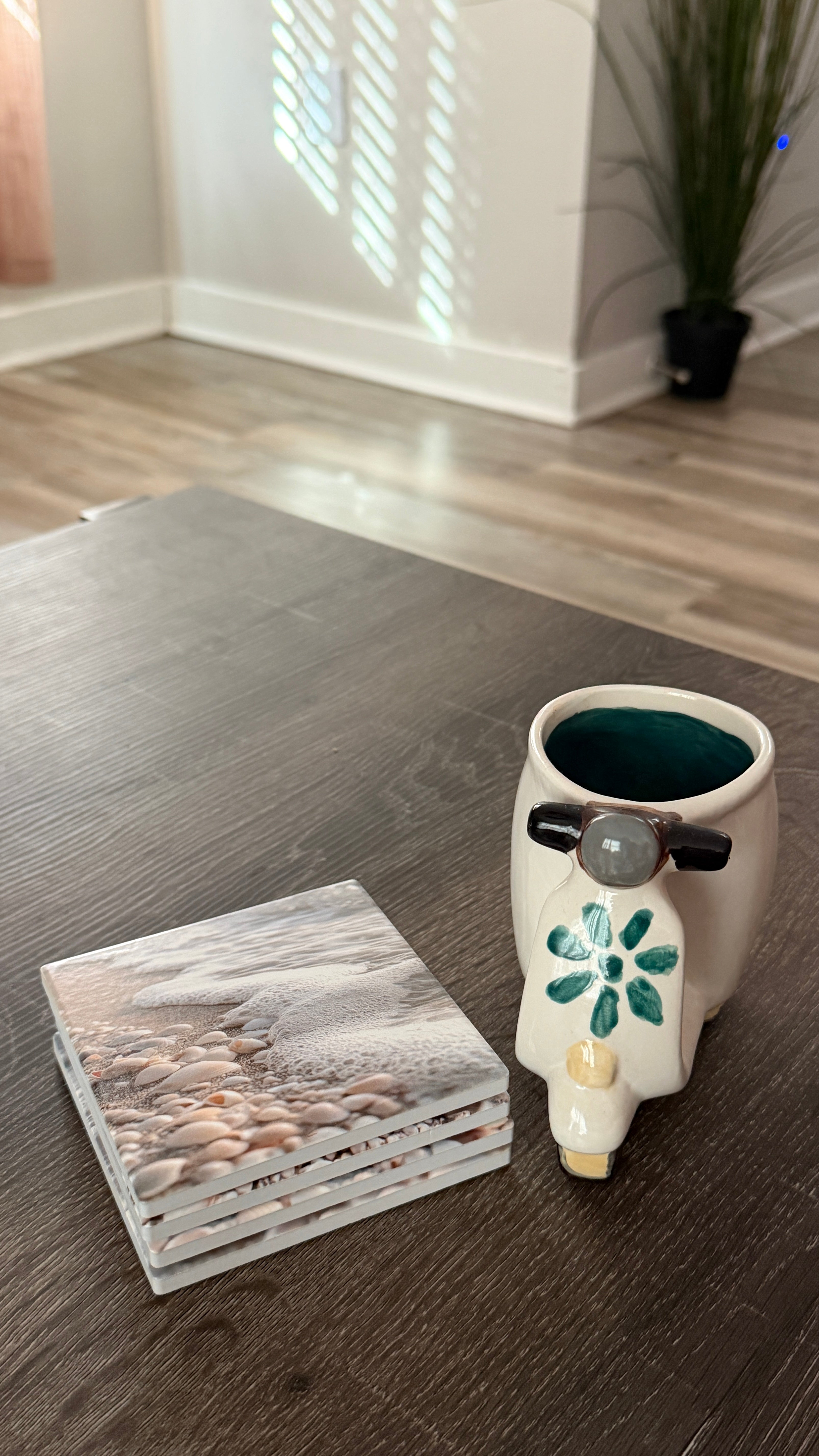 Beach coffee coasters