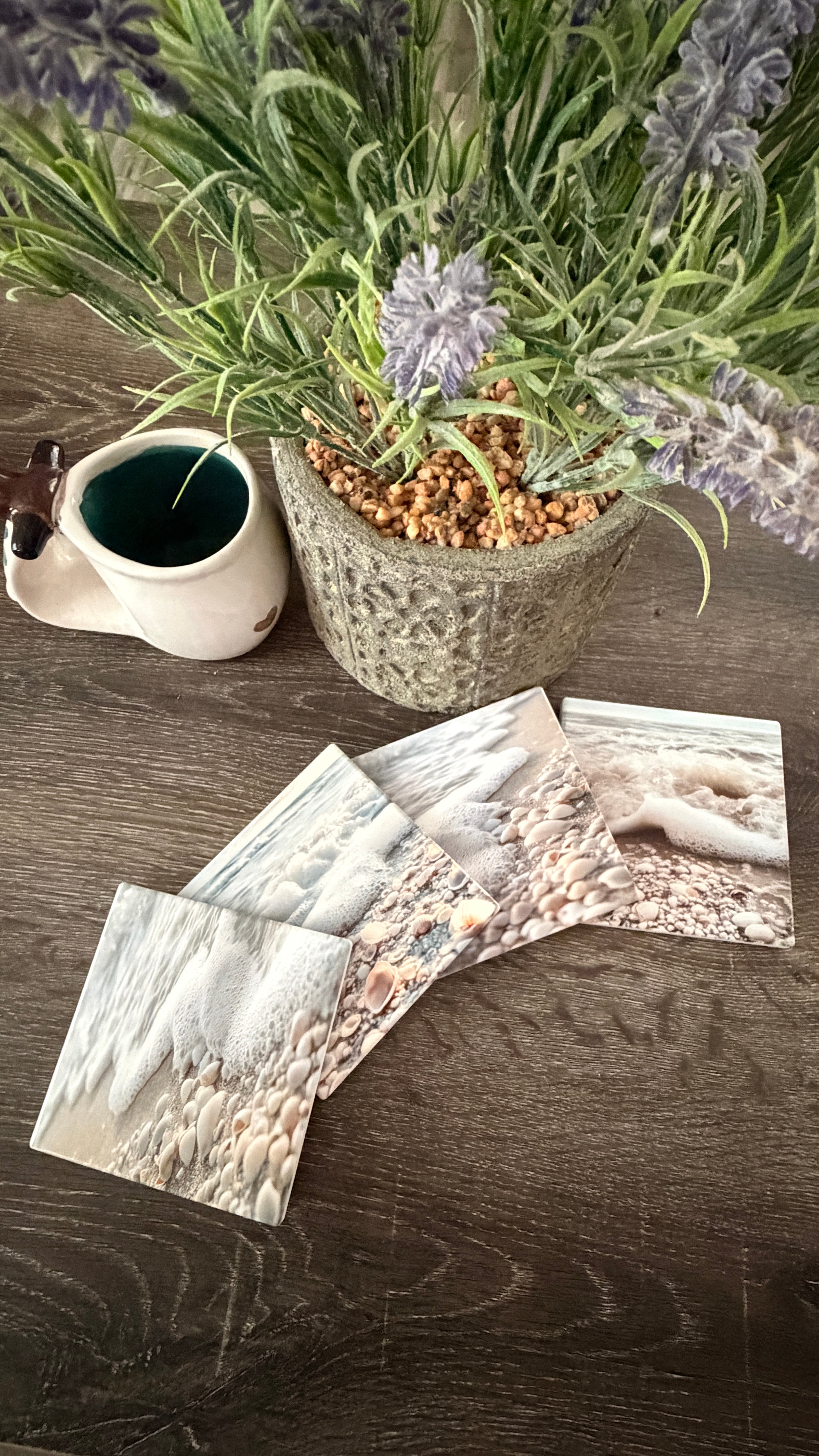 Beach coffee coasters